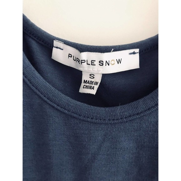 Anthropologie | Purple Snow Cut Out Top Womens S Blue Short Sleeves Tie - Picture 11 of 11